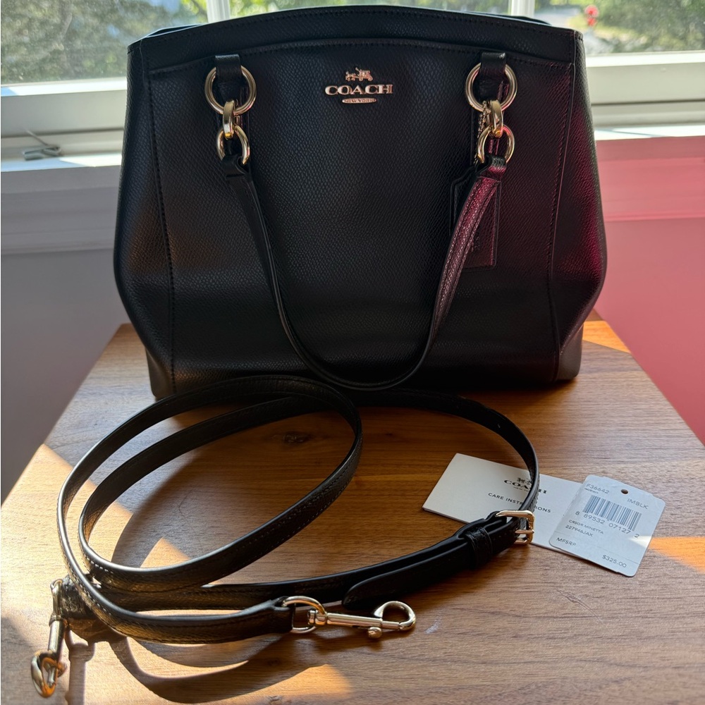 Coach Minetta Black Leather Handbag (with strap and dust bag) - Picture 5 of 12